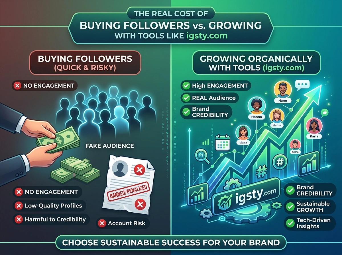 The Real Cost of Buying Followers vs. Growing With Tools Like igsty.com